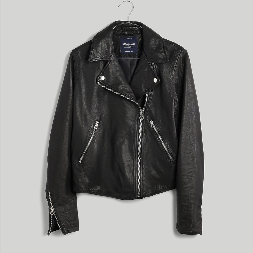 NWT Madewell The Washed Leather Motorcycle Jacket Large